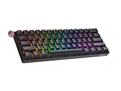 Geeky GK61 60% | Hot Swappable Teclado Mecánico de Juego | 61 Teclas Multicolor RGB LED Retroiluminado para Gaming PC/Mac | ANSI US Teclado Americano (Negro, Mechanical Speed Silver)