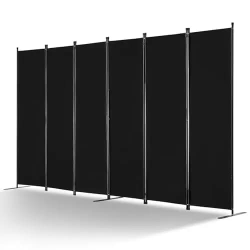 VEVOR Biombo Separador de Ambientes de 3110 x 1805 x 450 mm, Separador Plegable de Ambientes de 6 Paneles Mampara de Privacidad para Interiores, Separador de Ambientes para Oficina, Dormitorio, Negro