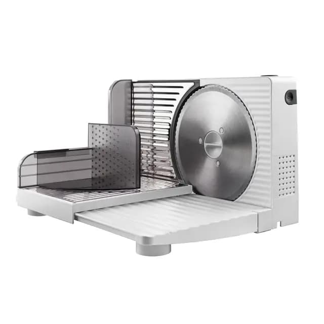 Taurus - Cortafiambres PLEGABLE | Cuchilla Acero INOX Ø17 cm | Corte preciso 1-15mm | Compacto | Fácil limpieza | Protección dedos | Cortador fiambres eléctrico con disco extraíble | Grosor regulable