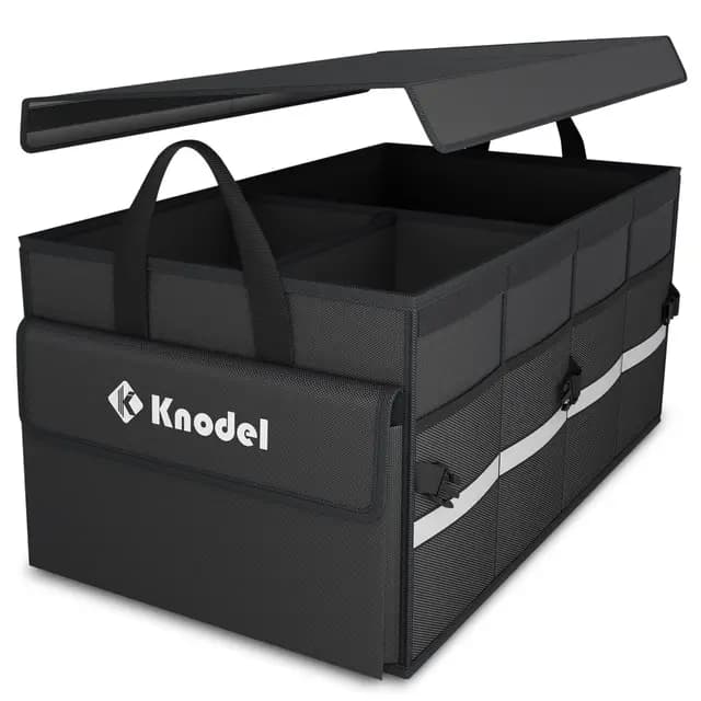 K KNODEL Organizador de Maletero de Coche, Funda Plegable, Organizador de Almacenamiento Plegable Resistente para Maletero de Coche, Organizador de Maletero con Tapa (Mediano, Negro)