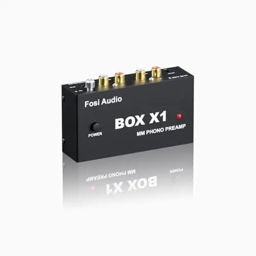 Fosi Audio Box X1 Preamplificador Phono para Tocadiscos MM, Mini Preamp Audio Estéreo Hi-Fi para Fonografías/Lectores de Discos, con Auriculares de 3,5 mm y Salida RCA, con Alimentación DC 12V