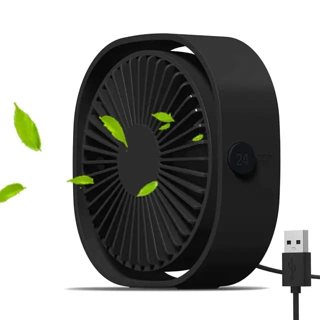 Simpeak Ventilador USB Mini, Ventilador USB de Mesa Portátil, 3 Velocidades Silencioso, Angulo Ajustable Fan Pequeño para Oficina Hogar Viajar y Acampar - Negro