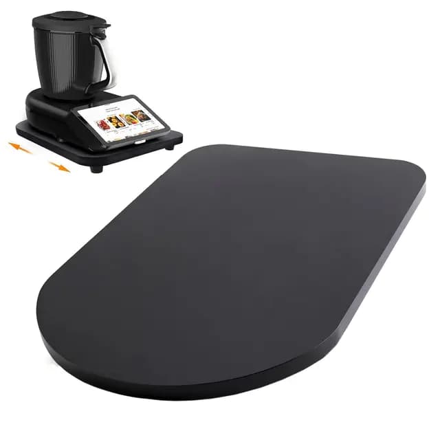 Tabla Deslizante para Thermomix TM7, Base para Thermomix con Ruedas, Movimiento Rápido Y Soporte Seguro, Bandeja de Bambú Accesorios para Thermomix TM 7, Negro