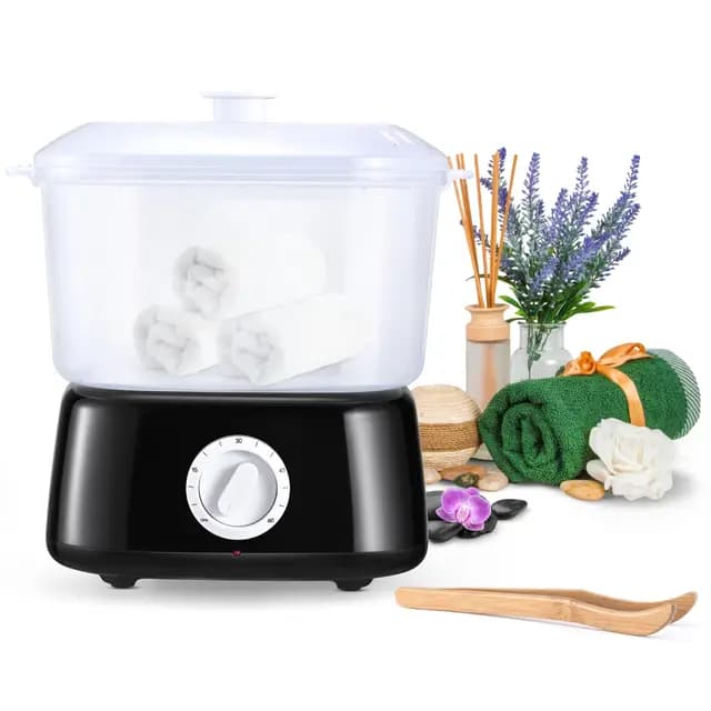 Calentador de Toallas, Calentador de Toallas Estético con Pinza para Toallas 202°F en 10 Minutos, Toallero Eléctrico de Vapor para Spa, Salón, Afeitado (Negro)