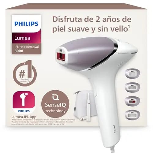 Philips Lumea serie 8000, dispositivo de depilación IPL, alternativa de depilación láser, tecnología SenseIQ, 4 accesorios para el cuerpo, lápiz recortador compacto satén, BRI949/00