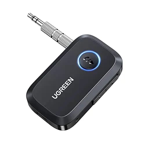 UGREEN Receptor Bluetooth 6.0 Jack 3.5mm Adaptador Emisor Aux A2DP Llamadas Manos Libres para Coche Altavoces, Negro