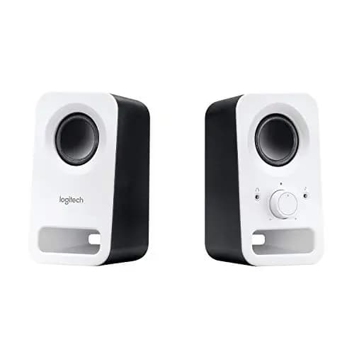 Logitech Z150 Sistema de Altavoces Compacto, Entrada Audio 3.5 mm, Controles Intregados, Toma Auriculares, Enchufe EU, Ordenador/Smartphone/Tablet/Reproductor de Música, Blanco