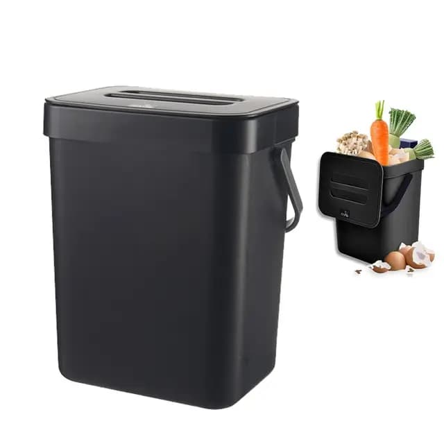 DASIAUTOEM Cubo de basura orgánica, cubo de basura de 3 litros con tapa, cubo de compostaje para cocina, cubo de pañales a prueba de olores, para colgar en casa, cubo de basura orgánico pequeño