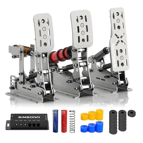 SIMSONN Plus X Sim Racing Pedal, pedales de carreras, simulador de carreras de PC, celda de carga, Pedal hidráulico HE Soporte reactor háptico (Plus X-P3-H3)