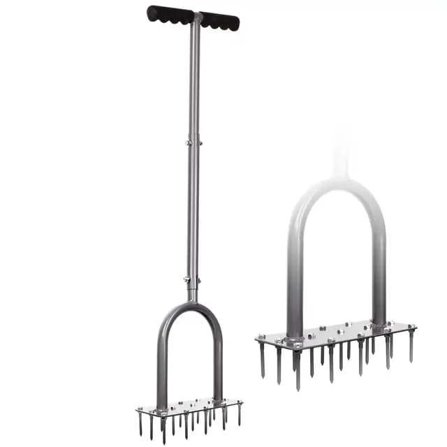 Walensee Aireador de césped con 15 Picos de Hierro, Herramientas aireadoras de césped premontadas para Patio, aireación de césped, Herramienta de jardín, reaviva la Salud del césped, Pendiente de