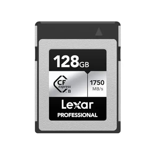 Lexar Professional Silver Series 128GB Tarjeta CFexpress Tipo B, Tarjeta CFe Lectura de hasta 1750 MB/s, Adopta PCIe Gen3x2, Tarjeta de Memoria CF Compatible con DSLR, cámara XQD (LCXEXSL128G-RNENG)