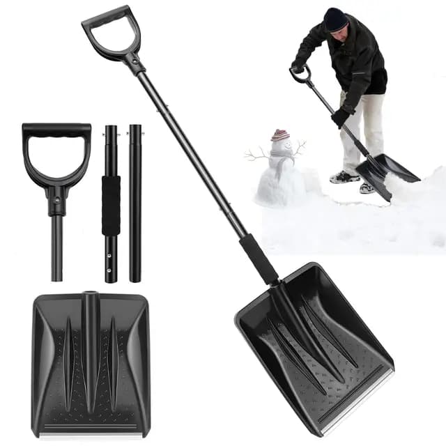 Pala quitanieves de plástico con mango de metal, con 4 piezas, diseño desmontable, deslizador de nieve, ligero, para coche, acera y terraza