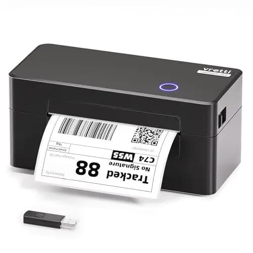 vretti Impresora térmica de Etiquetas USB, Etiquetas Autoadhesivas, Impresora de Etiquetas de envío de 4 x 6 para Paquetes de envío, Compatible con Windows, Sistemas Mac OS
