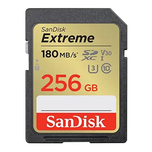 SanDisk Extreme SDXC Tarjeta SD 256 GB (SD Card UHS-I, V30, hasta 180 MB/s, Software de recuperación de datos RescuePRO Deluxe, SanDisk Quicklow Technologie, 4K UHD Videos, Class 10, U3