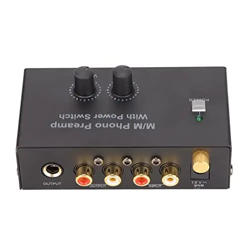 Preamplificador de Fono PP500P, Preamplificador de Tocadiscos de Operación de bajo Ruido Profesional, Adaptador CC de 12 V, Conecta Tocadiscos a Entrada, Amplifica Música