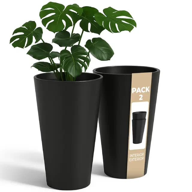 ActivoTex Maceteros Altos Interior. Macetero Grande Interior Maceta Alta Exterior y Terraza. 30 cm (2 uds) Macetero Decorativo de Plastico Jardinera Alta Maceteros Largos y Estrechos