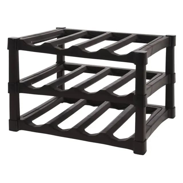 Well Home Botellero de 3 Capas Apilables de PP en Color Negro para 12 Botellas - 39x30xH25cm