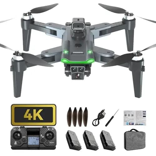 Dron con Cámara 4K para Adultos, S166 GPS, 3 Baterías 60 Min Vuelo, Motor Sin Escobillas, Retorno Automático, Despegue y Aterrizaje con Un Botón, Peso <249g, Regalo(Negro)(medio)