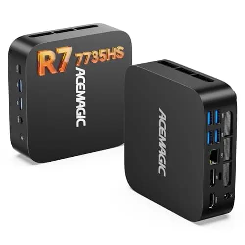 ACEMAGIC M1 Mini PC, AMD Ryzen 7 7735HS (8C/16T, hasta 4,75 GHz), 24GB LPDDR5 512GB SSD Win11 Pro Mini Ordenadores, AMD Radeon Graphics, 4K Triple Display, USB-C, WiFi 6 BT 5.2 para Oficina,Multimedia