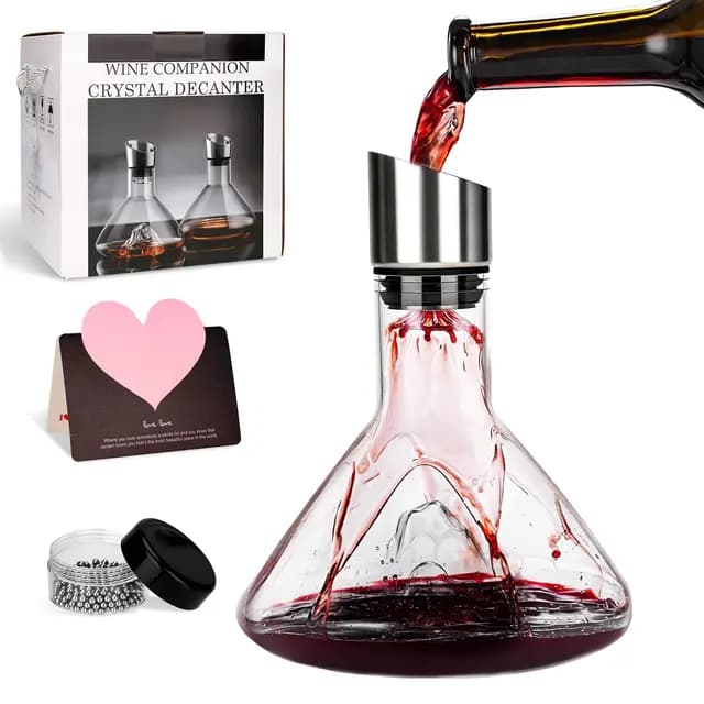 Decantador de vinho com filtro aereador,con bola de limpieza de acero inoxidable y tarjeta de felicitación,Accesorios para el vino,ideales para los amantes del vino,Capacidad de 1500 ml