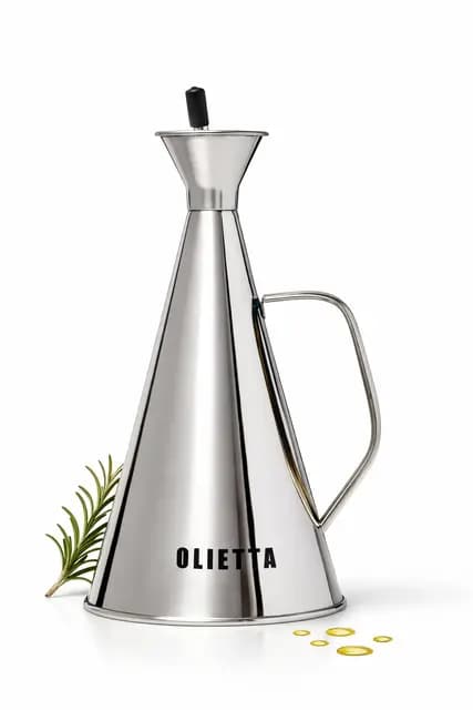 Olietta - Aceitera vinagrera antigoteo de acero inoxidable de 500 ml / 0,5 litros - Con pitorro vertedor a prueba de fugas - Ideal para dispensar aceite de oliva, vinagre, etc. - Fácil de limpiar