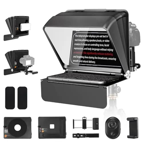 Soonpho T2 Teleprompter Compatible Teléfono Inteligente hasta 7,9 Pulgadas Admite Objetivos Angulares 24–35mm Una Aplicación Remota Control Bluetooth para Entrevistas Vlogs Retransmisiones