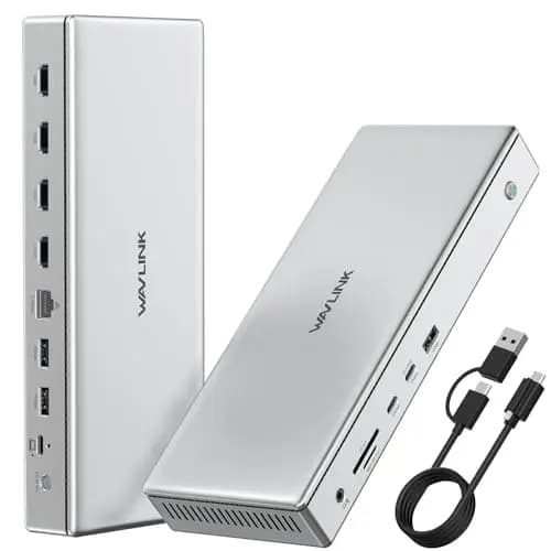 WAVLINK Premium Displaylink DL7400 Docking Station 14 en 1, 4 HDMI 2.0 4K@60Hz, 100W, 2,5G Ethernet, para Mac M1/M2/M3, Windows y New MacBook Neo, USB 3.2, SD/TF