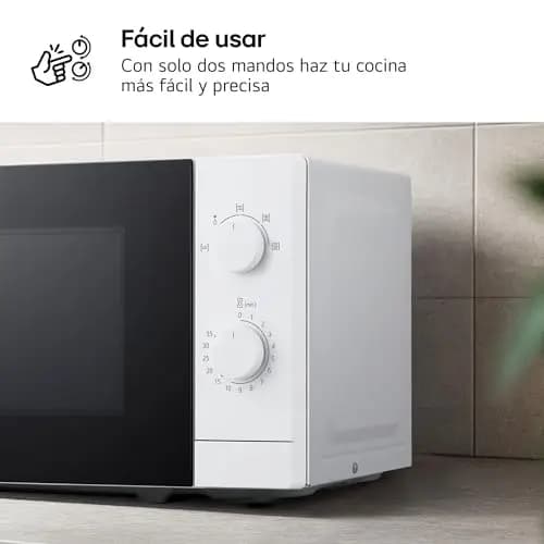 LG MS2082H - Microondas, 20 L, 700W, 5 Niveles de Potencia, Función Descongelado, Interior Fácil de Limpiar, Bloqueo Infantil, Compacto y Seguro, Blanco