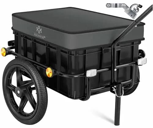 KESSER® Remolque para Bicicletas, Remolque de Carga con Enganche, Barra de Tiro Alta para el Transporte de Bicicletas, Caja de Transporte con Volumen de 70 litros, Peso máximo de 60 kg