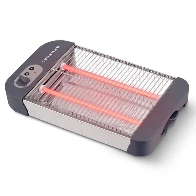 Grunkel - Tostadora de pan plana para 4 rebanadas de 600w con 6 niveles de temporizador y señal acústica de finalización. Incluye bandeja recogemigas extraíble (Básico)