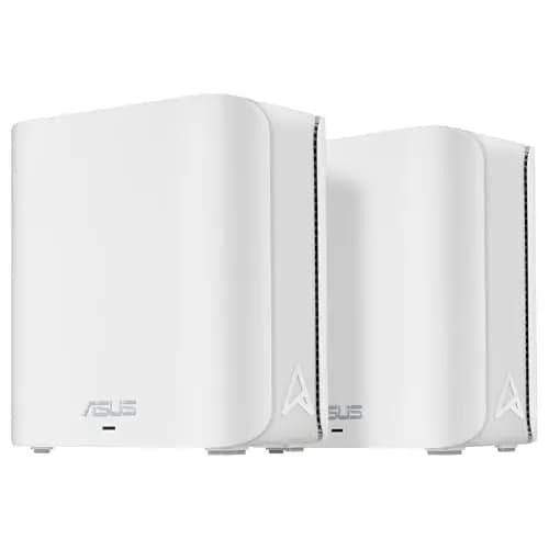 ASUS ZenWiFi BD4 2-Pack - Router Mesh WiFi 7 de Doble Banda, 3600 Mbps, Cobertura de 470 m², Dos Puertos 2,5G, Controles de Seguridad y parentales incluidos, Smart Home Master SSIDs, Blanco