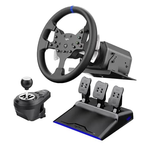 PXN V99 Volante de carreras para PC con pedales y palanca de cambios, volante con Force Feedback 3NM para Xbox One, Xbox Series X/S, PC, PS4