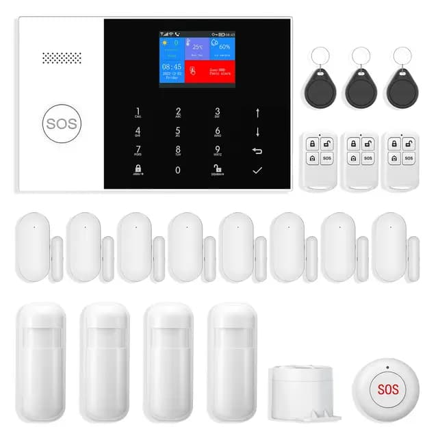 gsm/WiFi Alarma doméstica inalámbrica, 21 Unidades WiFi para el hogar, Sistema de Alarma con aplicación, Sirena de 120 dB, Sensor de Puerta y Ventana, Detector de Movimiento, Control Remoto