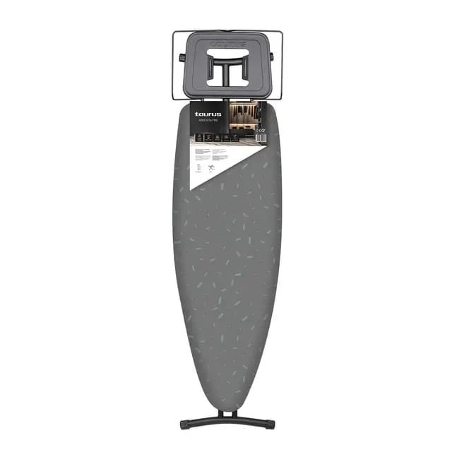 Taurus Argenta Pro - Tabla de Planchar con 3 Posiciones de Altura Ajustables hasta 93 cm. Soporte Apto para centros de Planchado. Funda 100% algodón. Superficie de Planchado 40 x 124 cm. Gris.