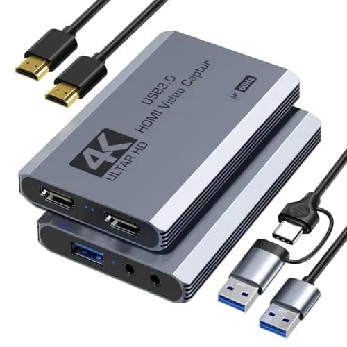 XIIXMASK Tarjeta de captura de video, tarjeta de captura USB 3.0 4K HDMI Loop-Out, 4K 60FPS/1080P 240FPS captura de videojuegos para PS5/cámara/PC/transmisión