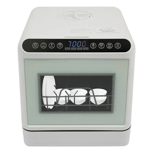Lavavajillas de mesa, mini lavavajillas portátil con depósito de agua de 6 L, 4 programas, sin conexión de agua, secado de aire caliente, mini lavavajillas para cocinas pequeñas, apartamentos