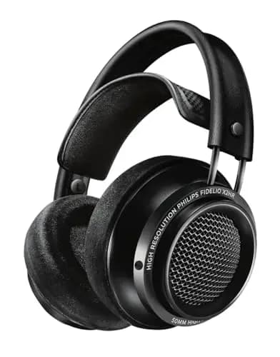 Philips Fidelio X2 Auriculares con Cable de Alta resolución, acústicos y Abiertos por detrás, transductores LMC de neodimio de 50 mm, Almohadillas de Espuma con Memoria de Terciopelo de Lujo - Negro