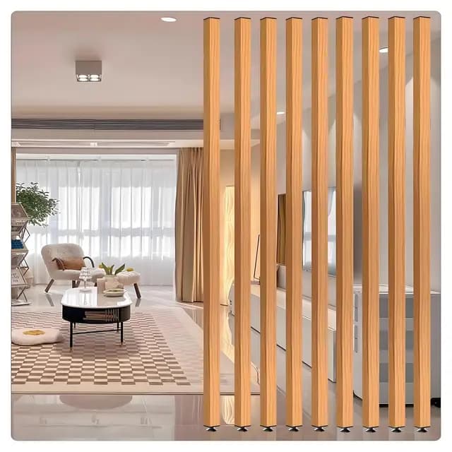 Biombo Separador de Ambientes Divisoria de Ambientes, con Listones Ajustables de Piso a Techo, Mampara de Pared Moderna Independiente for Entrada, Oficina(6root,115cm/45.2in/3.77ft)