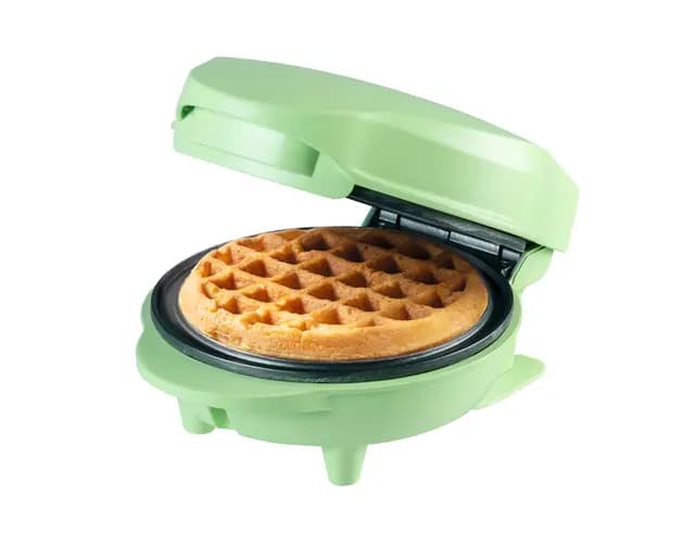 Bestron mini gofrera, Gofrera muñeco de nieve con revestimiento antiadherente, para fiestas de cumpleaños infantiles, celebraciones familiares, Pascua o Navidad, diseño retro, Color: Verde Mate