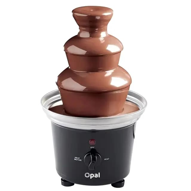 Opal Juego de fondue de fuente de chocolate de acero inoxidable de gran tamaño, 0.5L, máquina eléctrica de 3 niveles con base de olla de fusión en caliente (OCF17)