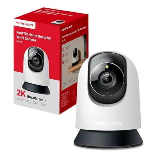 MERCUSYS MC210 - Cámara Interna Wi-Fi 2K 3MP 360°, visión Nocturna, Audio bidireccional, detección de Movimiento/notificaciones/Alarma, Zona privacidad, soporta microSD hasta 512