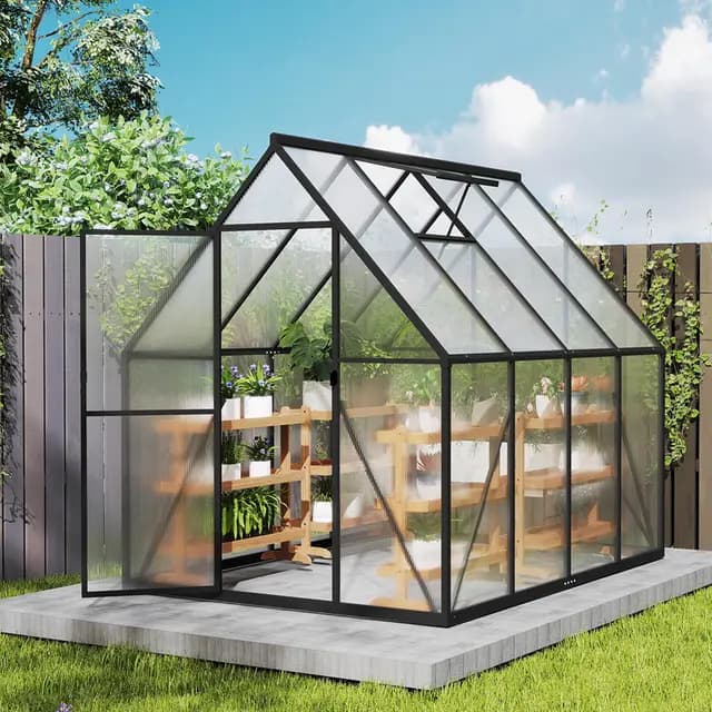Aufun Invernadero Premium de aluminio, 4,14 m², invernadero de jardín con base de 6 cm y placa de policarbonato de 4 mm, invernadero, casa para tomates, caseta de jardín, resistente a los rayos UV