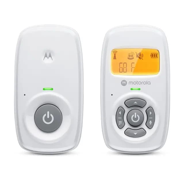 Motorola Nursery AM24 Vigilabebés con Audio, Comunicación Bidireccional, Micrófono de Alta Sensibilidad, Pantalla LCD, Tecnología DECT, Alcance hasta 300 Metros, Control de Volumen, Alarma de Batería
