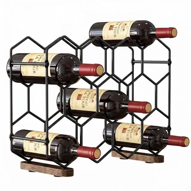Nuovoware Botellero de Sobremesa, Soporte Independiente de Acero al Carbono para 14 Botellas, Organizador de Botellas de Vino de 3 Niveles para Armario o Despensa