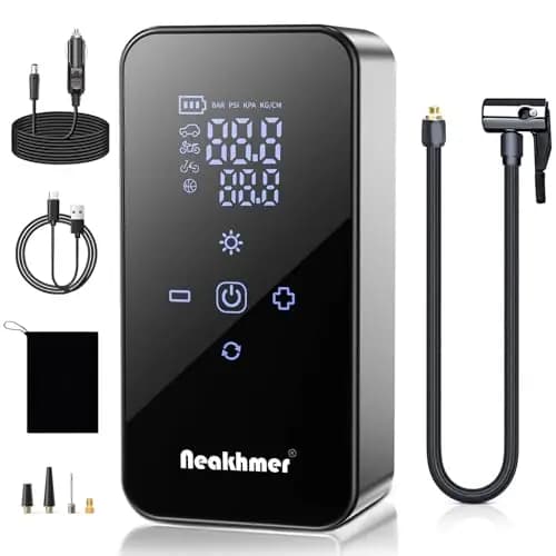 Inflador Ruedas Coche Hinchador Electrico: Mini Compresor Aire Portatil 150 PSI, con batería de 6000 mAh, Bomba Bicicleta 12 V con medidor de presión de neumáticos para Coche,Bicicleta y Motocicleta