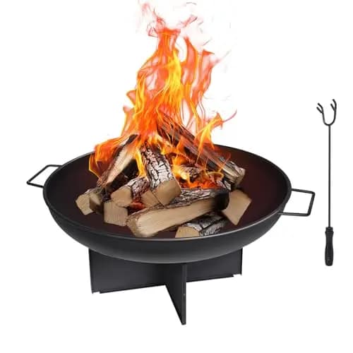 HYCHIKA Brasero Exterior 60cm para Jardín y Camping - Cuenco de Fuego Pozo Hoguera - Ideal para Exteriores y Outdoor Fire Pit