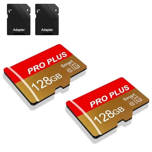 2 Pack Tarjeta De Memoria 128GB con Adaptador SD, Tarjeta De Memoria De Alta Velocidad, UHS-I C10 A1, Tarjeta TF para Tablet/Móvil/Fotocámara/Audio del Coche/Consola De Juegos (TF162 128GB)