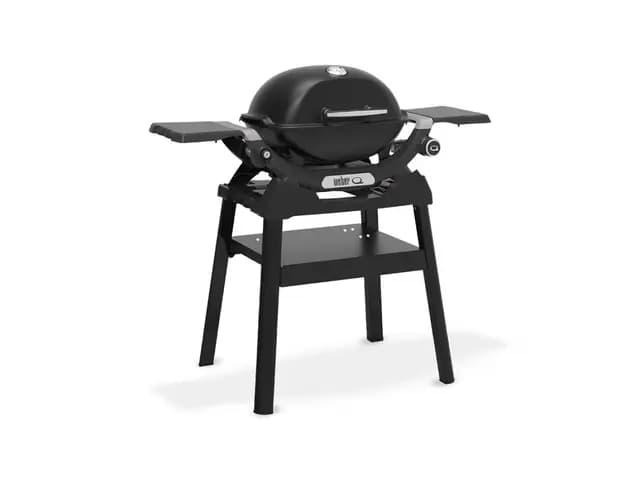 Weber Q 1200N – Barbacoa de Gas con mesas Laterales, Encendido electrónico, termómetro Integrado, 1 Quemador de Acero Inoxidable, compacta y Potente, Color Negro