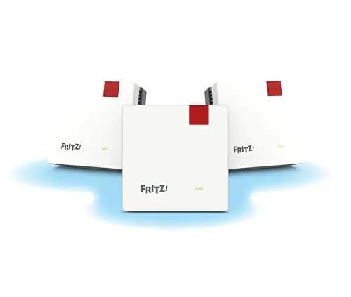 FRITZ!Mesh Set 1600 Pack de 3 Unidades | Wi-Fi 6 Estable con hasta 3.000 Mbps | Cobertura Wi-Fi para 5 a 7 Habitaciones | Ideal para tu Router de Internet o módem de Fibra óptica (ONT)