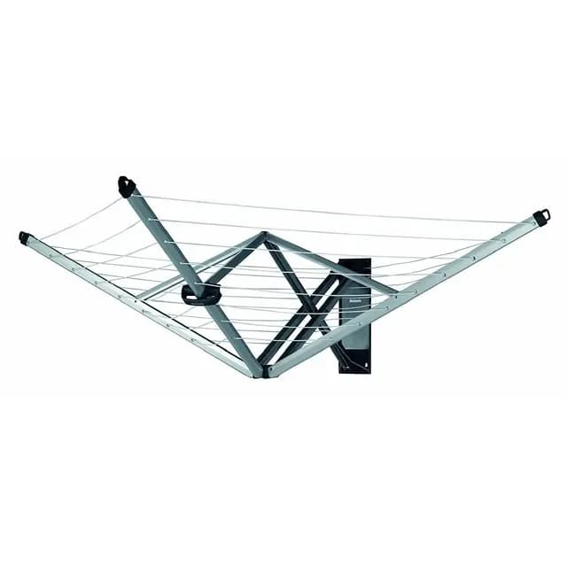Brabantia - Tendedero Wallfix - con Funda Protectora - Extenderlo con Tan sólo una Mano - Ahorra Espacio - Cuerdas resisitentes a los Rayos UV - Fíjalo a la Pared - Metallic Gris - 24m
